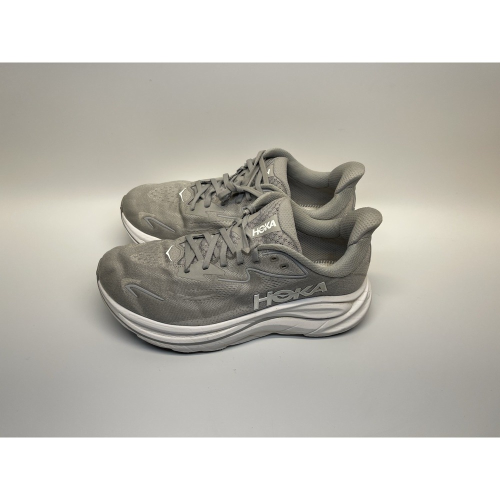 HOKA Clifton 10 Men's Gray Running Shoes US 9.5 2E Wide Good Condition